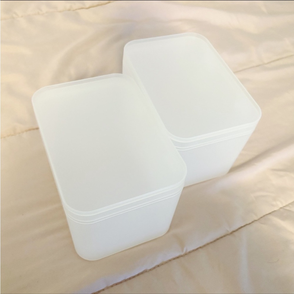 Daiso Japanese Frosted Small Minimalistic Storage Stackable Container Box Set - Picture 3 of 5